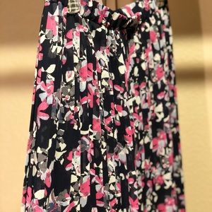 Banana Republic Tea Length Floral Pleated Skirt